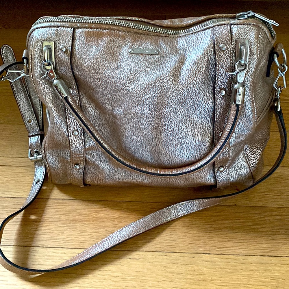 Rebecca minkoff Cupid leather satchel - gold silver metallic